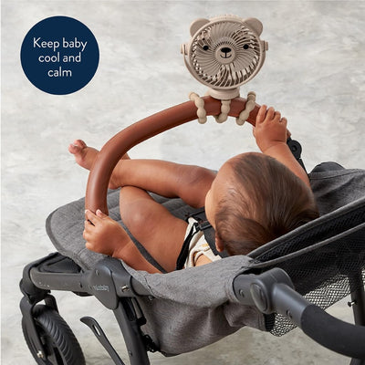 Ventilador Para Carrinho de Bebê Itzy Ritzy Breeze - 3 Velocidades Taupe - Portátil, Leve e Recarregável
